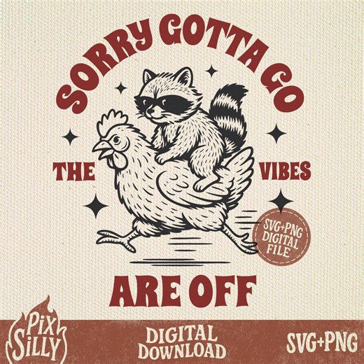 Funny Raccoon Riding Chicken SVG PNG: Quirky Animal Design (digital Download) - Etsy
