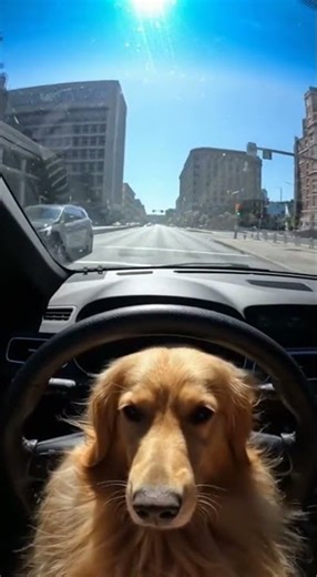 Golden Retriever Driving — 8K Dash Cam Realism (15s) 🐶🚗