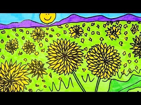 How To Draw A Dandelion Flower, Easy, Step By Step (For Kids)