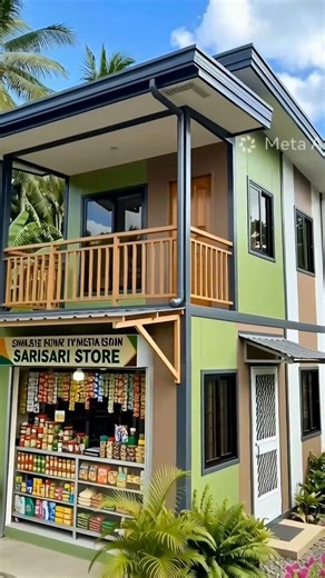 Dream Home: 2 storey metal cladding house with balcony and sarisari store concept.