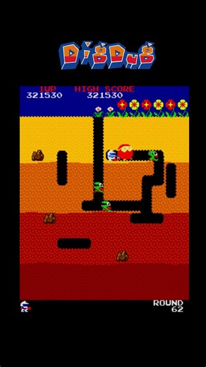 Dig Dug Round 62 - Classic Arcade Gameplay#shorts