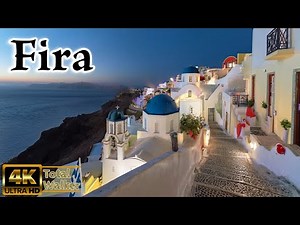 Fira Santorini at Night: Magical 4K Walking Tour | Immersive Nightlife & Views