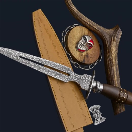 Handmade Damascus Steel Dagger: Collectible Spear Point Knife With Leather Sheath - Etsy