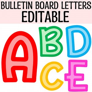 Printable Bright Bulletin Board Letters, Colorful Alphabet Letters, Wall Display