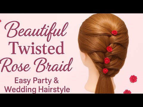 ✨ Beautiful & Easy Twisted Rose Braid Hairstyle 🌸 | Perfect for Party, Wedding & Festive Look 💕