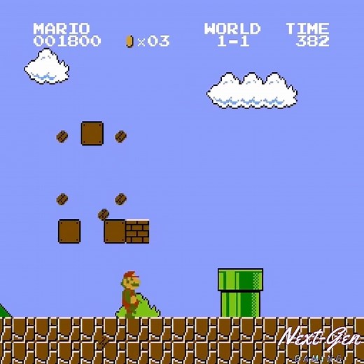 27K views · 1.1K reactions | Super Mario Bros. | NES | 1985 | World 1-1 For all of the nostalgia in the land, the iconic first level of Super Mario Bros. for the Nintendo Entertainment System. Classic vibes. #videogames #retrogaming #nintendo #supermariobros #gameplay | Next-Gen Gaming | Facebook