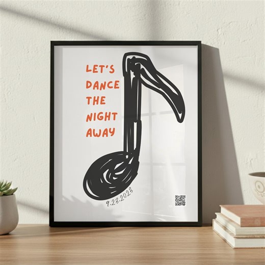 Custom Music QR Code Art Digital Download Modern Music Note Poster Personalized Song Lyrics Print Template for Anniversary or Wedding Gift - Etsy