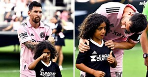 Lionel Messi consoles DJ Khaled's crying son ahead of full Inter Miami debut against Atlanta United