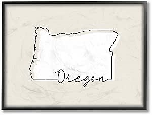 Stupell Industries Oregon Home State Map Neutral Design Prints, Multi-Color