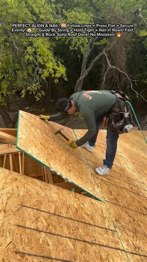 PRO SPEED TRICK! ⚡ Lay & Fasten Roof Sheathing Perfectly Straight Fast! 🤩