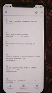 7) 360-degree appraisal involves the feedback of........8) SW... | Filo