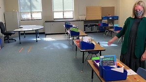 Sneak peek! Wendy Pilch shows us what an elementary school classroom will look like when we return to school. Look for the full video coming soon. | Arlington Public Schools