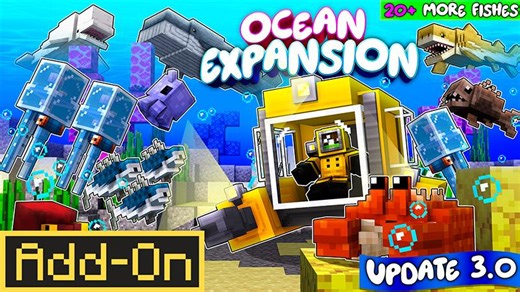 Videos about Ocean Expansion Add-On by Hourglass Studios | CHUNK - Minecraft Bedrock Marketplace Explorer