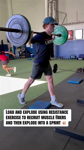Load and explode using resistance exercise to recruit muscle fibers and then explode into a sprint 💥