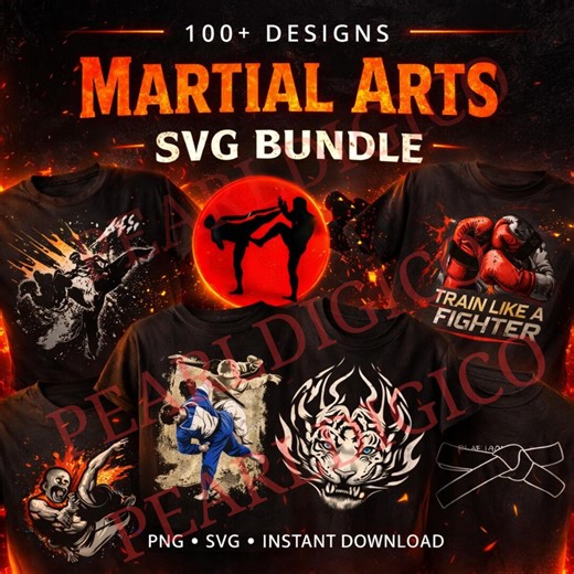 100  Martial Arts SVG Bundle | Karate, MMA, Boxing T-shirt Designs | Fighter Quotes PNG | Cricut Cut Files | Transparent Stickers - Etsy