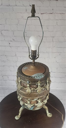 Antique Cask Barrel Table Lamp Victorian Renaissance Revival Fleur De Lis Copper Top Lamp - Etsy