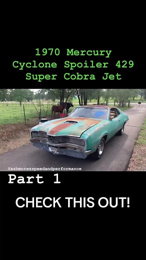From a local estate, this 1970 Mercury Cyclone Spoiler was complete. What wasn’t on the car was in the trunk. 429 SUPER COBRA JET 3:91 Dragpack 4 speed. 😳#mercury #spoiler #supercobrajet #dragpack #nascar #nhra #4speed #musclecar #rarecars #cool #wow #popular #trending #ford #fordperformance #asap #ashmoresspeedandperformance