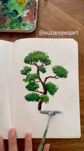 105K views · 3.8K reactions | Here is an easy oak tree painting. My mop brush is linked in my bio. Use code SUZANQWQ for 10% discount. | Suzanqwqart | Facebook