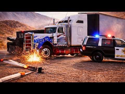 Runaway 18-Wheeler Truck at 120 MPH — State Troopers Block the Interstate | BeamNG.Drive