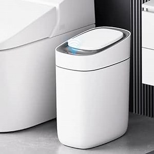 Small Bathroom Garbage Can with a Lid,3.5 Gallon Touchless Motion Sensor Trash Can,Automatic Electric Slim Smart Trash Can for Toilet/Kitchen/Bedroom White（2*AA Battery）