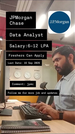 JPMorganChase - Data Analyst- Freshers - Salary 6–12 LPA #career #jobs #hiring #jobsearch #jobseeker