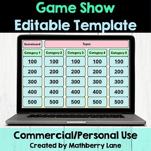 Desktop Powerpoint Editable Game Show Template Personal Commercial Cotton Candy