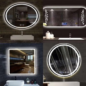 [Hot Item] Wall Mounted Smart LED Defogger Bathroom Mirror with Temperature & Humidity Screen Display