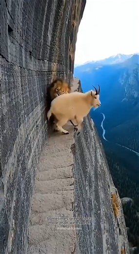 Lion Jumps for a Mountain Goat and Instantly Regrets It 😳🦁