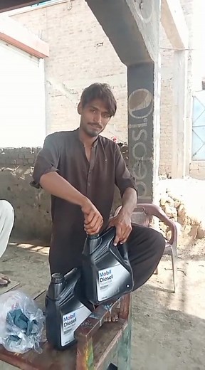 Power up your tractor! 🚜🔧 Our mechanic trusts Mobil Diesel Oil for smooth, strong performance. #MobilDiesel #TractorOil #MechanicApproved | Mobil-1 Larkana