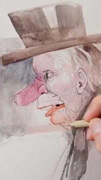 Watercolor and Ink Comic Drawing #comics #inkdrawing #learnpainting