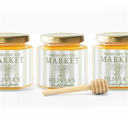 Fresh off the Market Honey Favors – Bridal Shower Favors – Personalized Mini Honey Jars – Farmers Market Theme Wedding Shower - Etsy