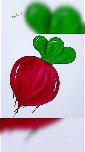 "Easy Radish Drawing 🥕 | Simple Vegetable Drawing #Shorts"