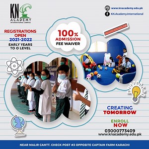 43 reactions · 4 comments | Empowering and Inspiring all Students to Excel as Life Long Learners. 100% Admission Fee Waiver Grab the Opportunity to Avail This Offer KN Academy Announces Admissions Open For The Session 2021-22 Early Years to O Level Enroll Now Call: 03000773409 www.knacademy.edu.pk #KNAcademy #KNAcademyHostelCampus #DaySchool #AdmissionOpen #KinderGarten #OLevel #NoFees | KN Academy | Facebook