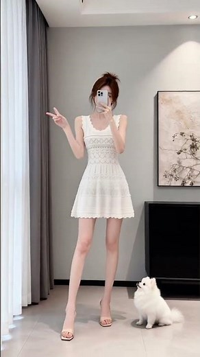 Elegant Halter Woolen Mini Dress with Cinched Waist - Must-Have Fashion