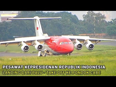 Wow . The Republic of Indonesia Presidential Aircraft BAe 146 ( AVRO RJ85 ) PK-PJJ Landing from Palu
