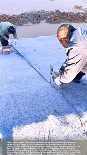 How to Use a Cement Blanket for Pond Bank Stabilization #relaxing #satisfying #farming #hardwork