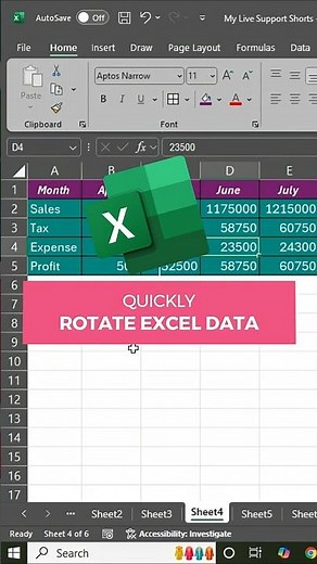 Quickly Rotate Excel Data #excel #exceltips
