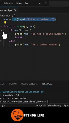 How to write Logic for Prime Number with For Loop Python | Python for Beginners in Telugu