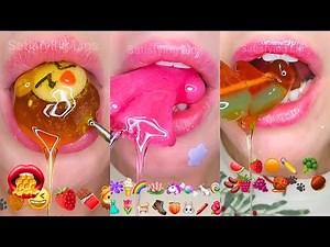 Over 30 minute For Sleep Relaxing ASMR Satisfying Eating Emoji Food Challenge