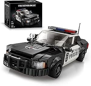 Police Car Toy Building Set, Compatible with Small Lego Cars, Custom Racing Car Building Blocks for Adults, Teens and Kids(404 PCS)