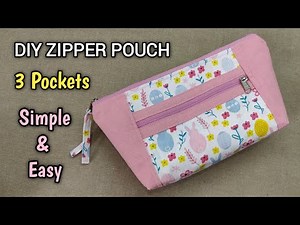 DIY ZIPPER POUCH - 3 POCKETS | Pouch Making | Easy Purse Bag Sewing Tutorial | Easy Sewing Tutorial