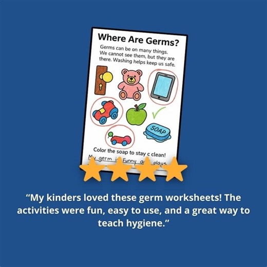 All About Germs Worksheets for Kindergarten | Hygiene & Handwashing Activities