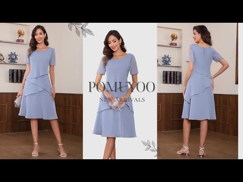 POMUYOO | Trendy Scoop Short Chiffon Mother of The Bride Dresses