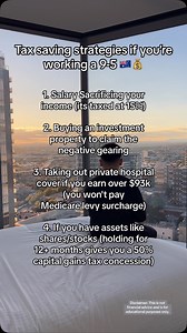 Here are some tax saving strategies if your working a 9-5 in Australia. Disclaimer: This video is for informational purposes only and should not be taken as financial advice. Please consult a qualified financial advisor for guidance tailored to your specific circumstances. #taxes #budgeting #debtfree #personalfinance #wealthbymichael | Wealth By Michael