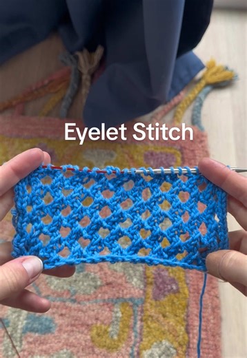 Here’s how to do eyelet stitch in a few easy steps! #knittingtutorial #knittok #knittingpattern