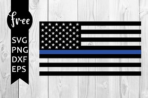 Blue line flag svg free, police svg, us flag svg, instant download, silhouette cameo, shirt design, police support flag svg, png, dxf 0935