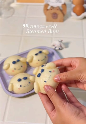 Cinnamoroll Red Bean Steamed Buns Recipe