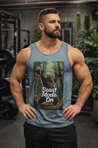 Beast Mode on Bear Tank Top, Funny Gym Tank, Workout Bear Lifting Shirt, Motivational Fitness Tank Top - Etsy