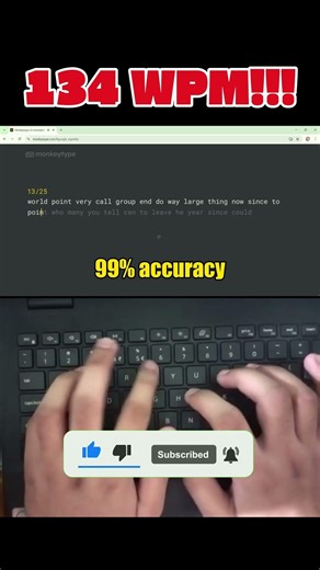 134 WPM with 99% Accuracy — Almost Perfect Speed #computertechnic #typing #keyboard