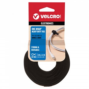 VELCRO Brand ONE-WRAP® Heavy Duty Cable Organizing Ties – Reusable Fasteners for Keeping Cords and Cables Tidy - 8" x 1/4", 25 Ties, Black - Walmart.com